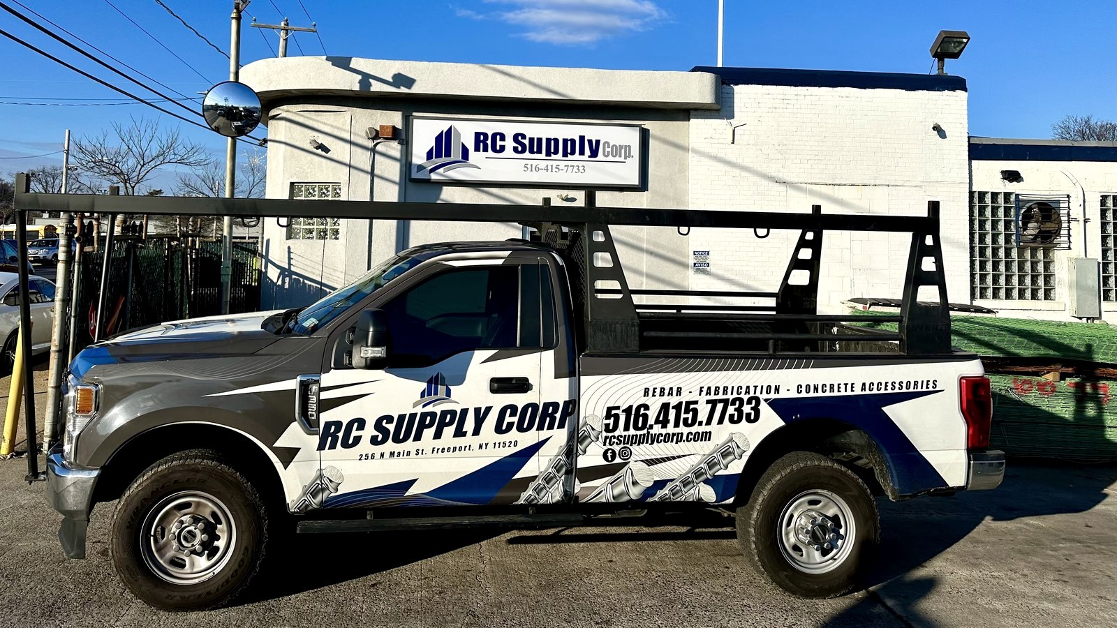 RC Supply Corp delivery truck outside the Freeport NY yard at 256 N Main Street